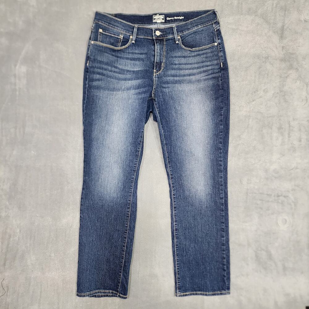 Levis Signature Jeans Curvy Straight Size 33‎ Dark Wash